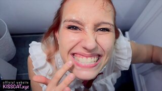 ���น้าบ้า Deepthroat สำหรับเด็กที่รักและน้ำเชื้อบนฟันสำหรับทำความสะอาด